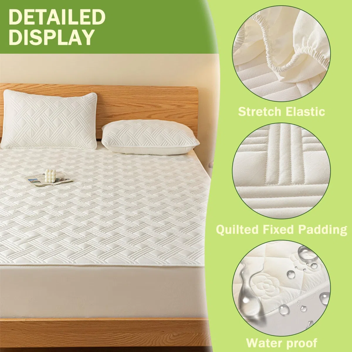 Odot Trapuntati Lenzuola Coprimaterasso con Angoli, Impermeabile Extra Profondo Morbido Elastica Proteggi Coprimaterasso per Letto Singolo Matrimoniale King Size (Bianco,180x220+28cm)
