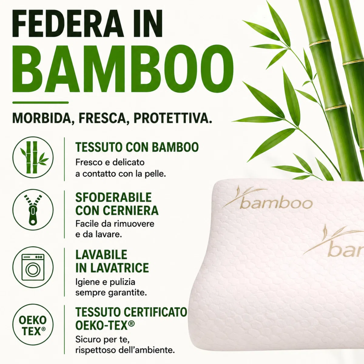The Double Twenty - Cuscino Cervicale per Dormire a Doppia Onda Elevato Supporto Collo - Guanciale Memory Foam Federa Lavabile in Bamboo - Cuscino Memory Foam Made in Italy Certificato Oeko Tex