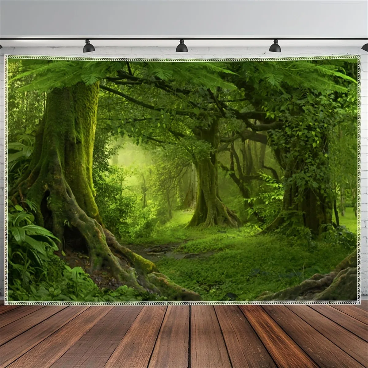 Arsey Arazzo da parete con albero e foresta, decorazione da parete, decorazione per camera da letto, verde, extra grande, 300 x 180 cm