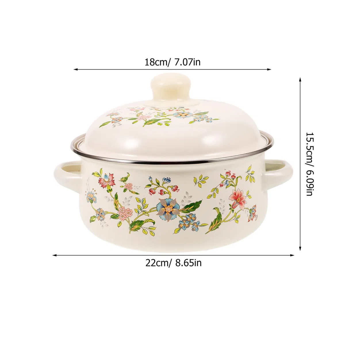 Pentola Smaltata per Cucina Domestica Coperchio, Distribuzione Uniforme del Calore, Antiaderente, per Zuppe e Stufati, Materiale Smalto Resistente