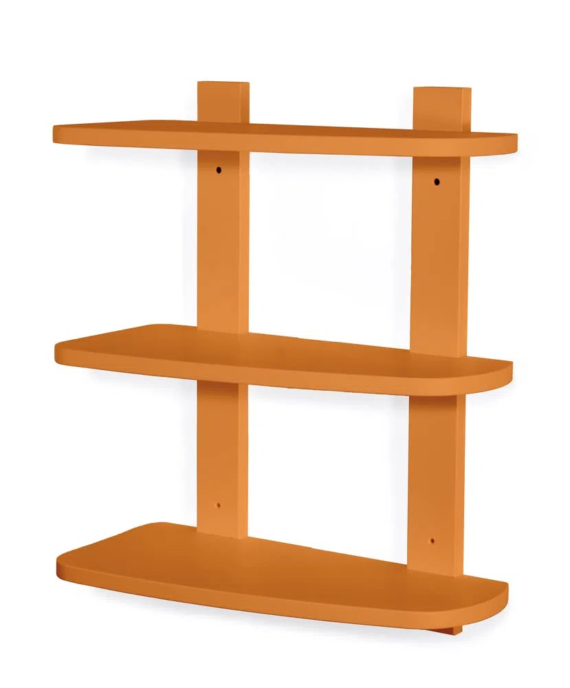 MODULARREDO | TR3, Mensola da Muro, Mensole Cameretta, Scaffale Pensile, 3 Ripiani, 48x58x21 cm, Arancione, Kit Tasselli Incluso - Made in Italy