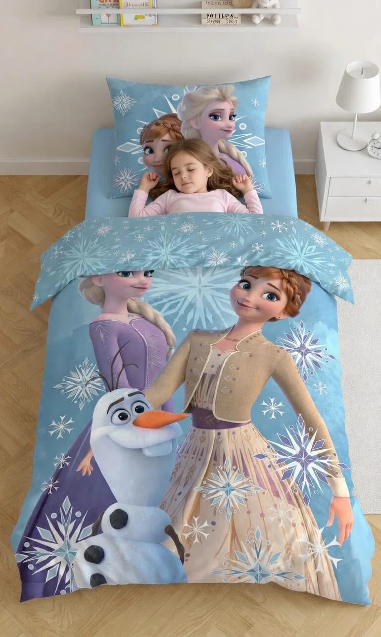 Disney Frozen - Biancheria da letto, motivo: Anna Elsa, 135/140 x 200 cm