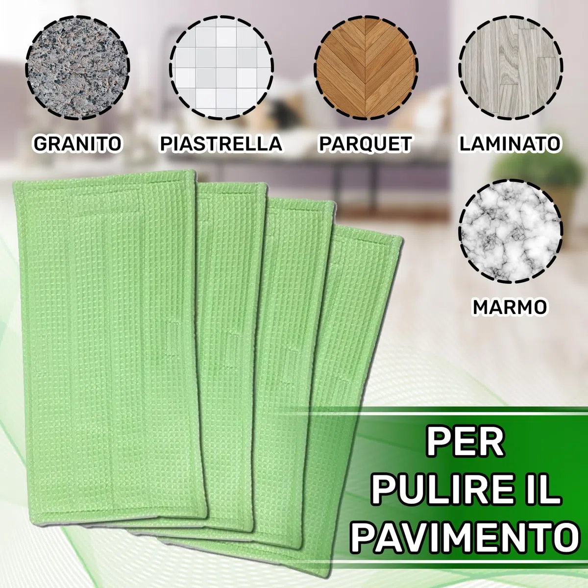 ONIX TECH 4 Pezzi Panni Lavapavimenti MF 530 MF 520 per Vorwerk Folletto Pulilava SP530 SP520