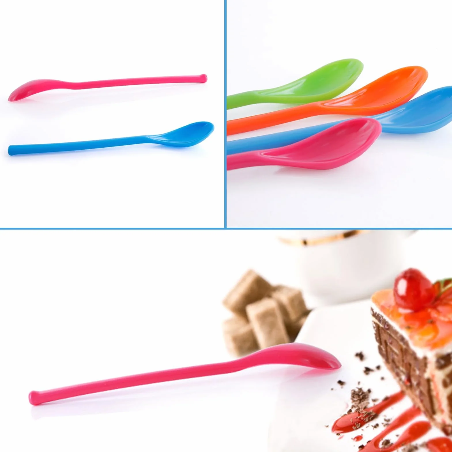 12 cucchiai per uovo, in plastica, cucchiai lunghi in plastica, cucchiai lunghi per la cucina, il caffè, le bevande, il gelato, lo yogurt