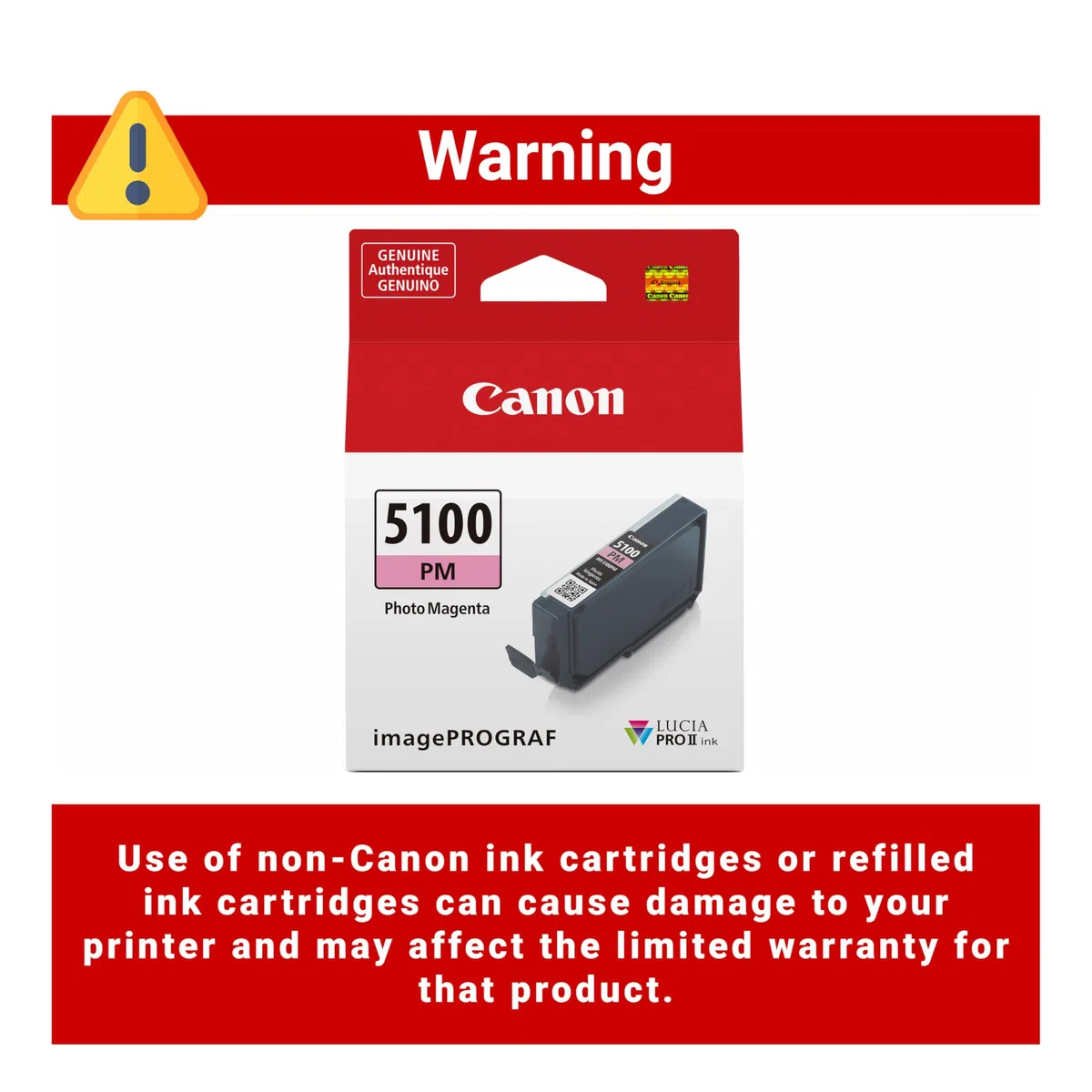 Canon Serbatoio d'inchiostro PFI-5100 Photo Magenta Lucia PRO II, compatibile con stampante imagePROGRAF PRO-310