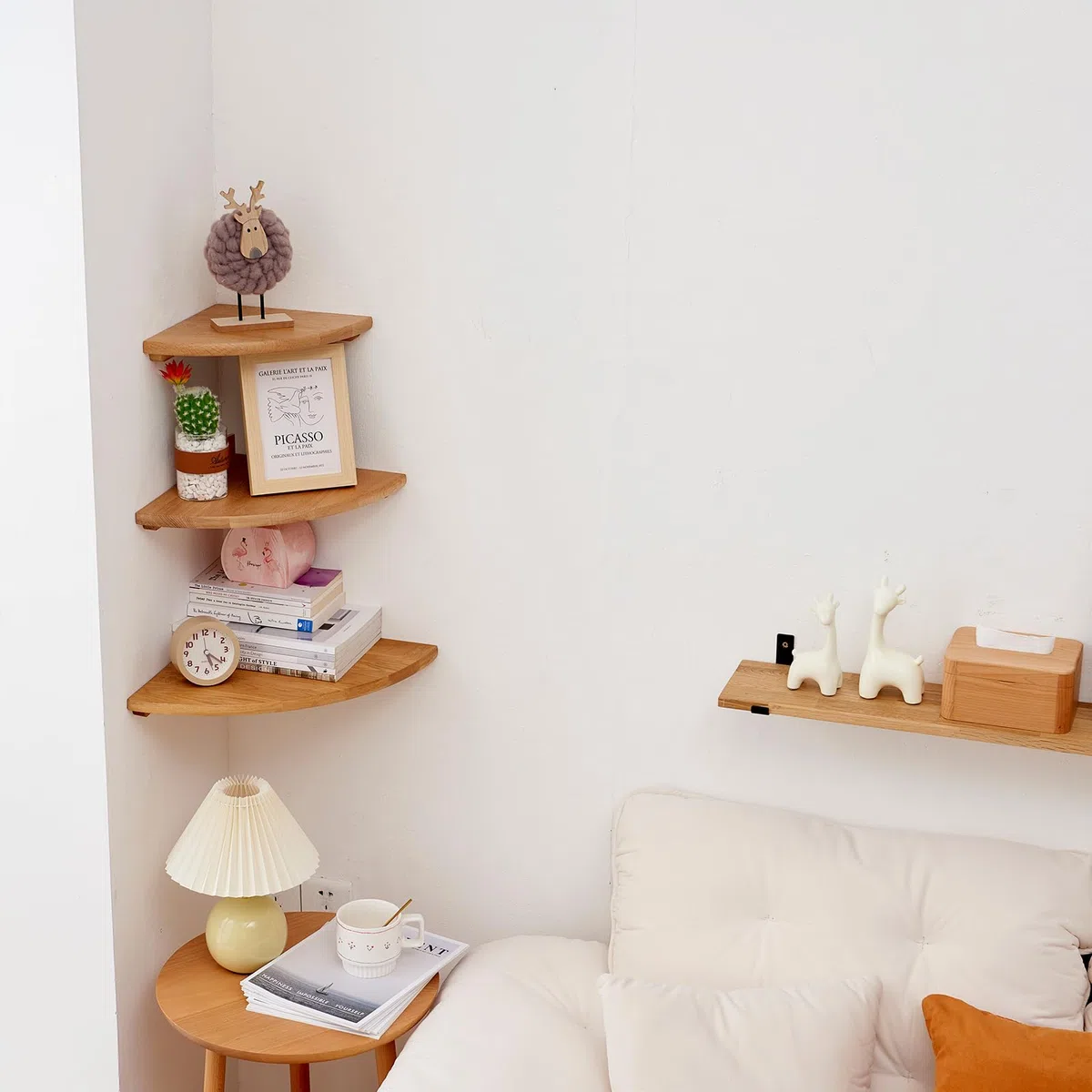 Mensola Angolare in Legno Massello, Quercia Angolare a Parete per Bagno, Cucina, Camera da Letto, Angolare in Legno da Appendere (25cm)