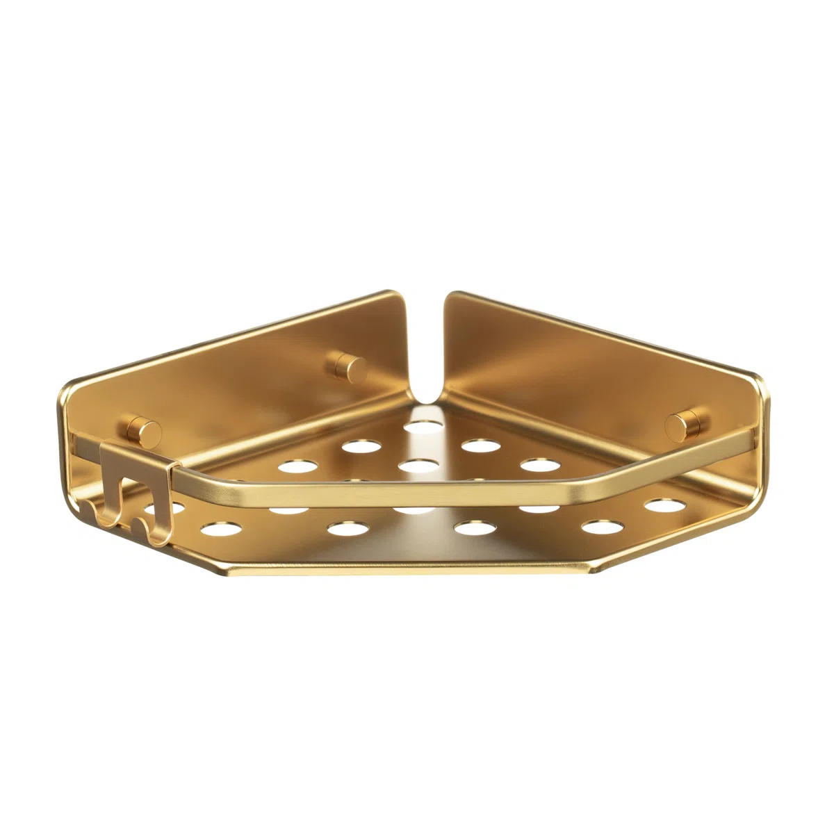 TATAY Mensola Bagno Senza Foratura Mensola Doccia Angolare in Alluminio | Include Viti e Sistema di Fissaggio Quick Fix | Resistente all’Umidità | Moderno | 20 x 5,5 x 20 cm – Modello Serenity – Oro