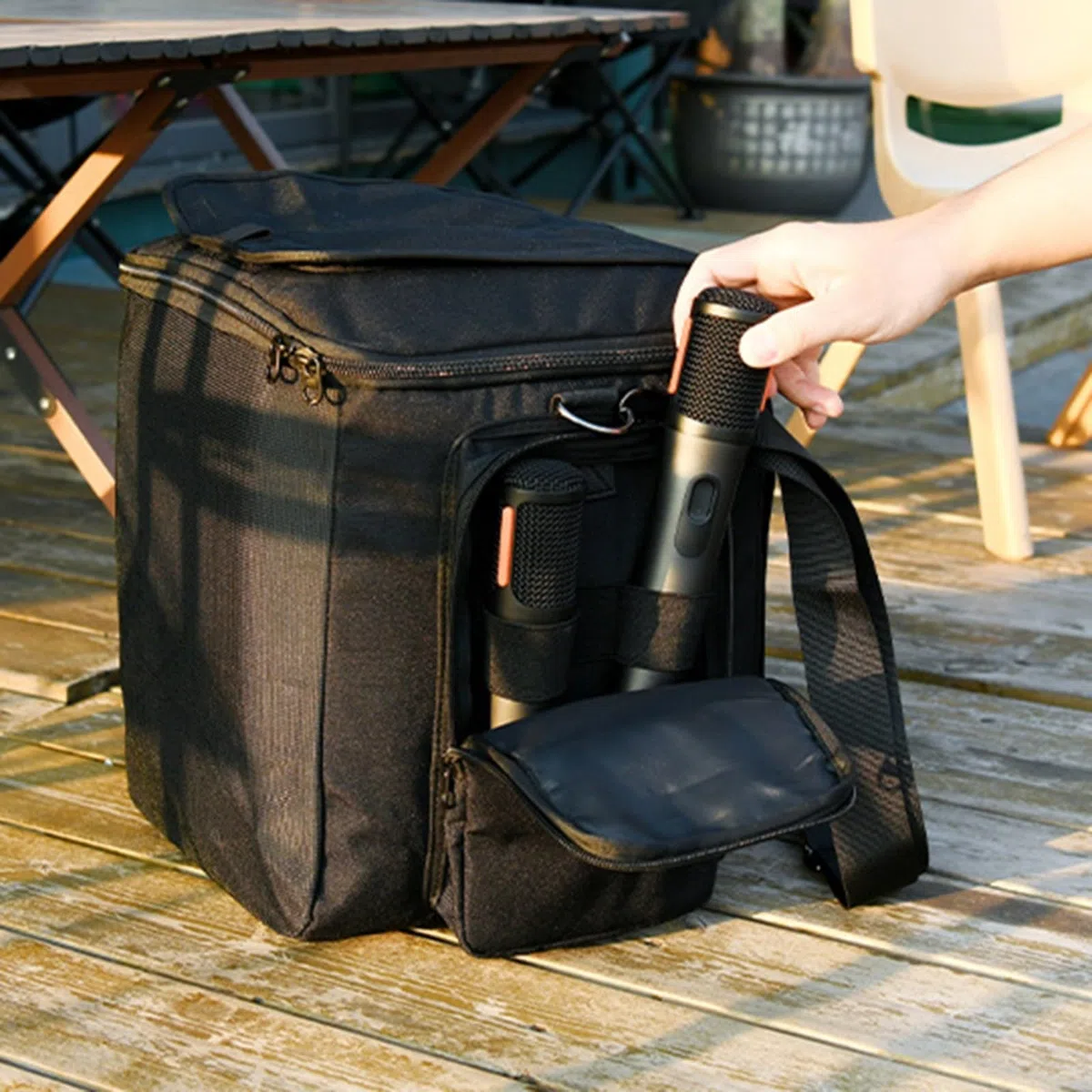 Custodia rigida da trasporto per JBL, per PARTYBOX per ENCORE Essential, borsa da viaggio in nylon 600D, con supporto per microfono, custodia protettiva per altoparlanti e accessori