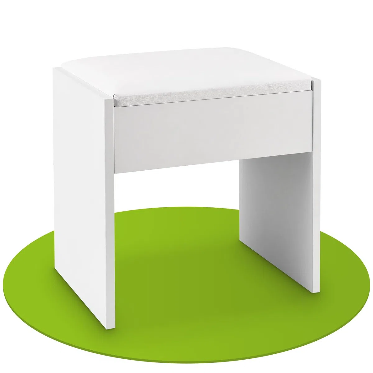 Juskys Tavolo da Trucco Sgabello Melly, sgabello in legno con cuscino imbottito e rivestimento in pelle sintetica, moderno 40 x 30 x 43 cm in bianco