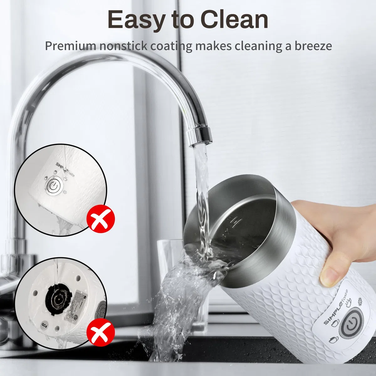 SIMPLETASTE Montalatte Elettrico 4 in 1, Cappuccinatore Elettrico per Schiumare Latte Caldo e Freddo, Riscaldare Latte e Preparare Cioccolata Calda, Ideale per Fare Latte, Macchiato e Cappuccino