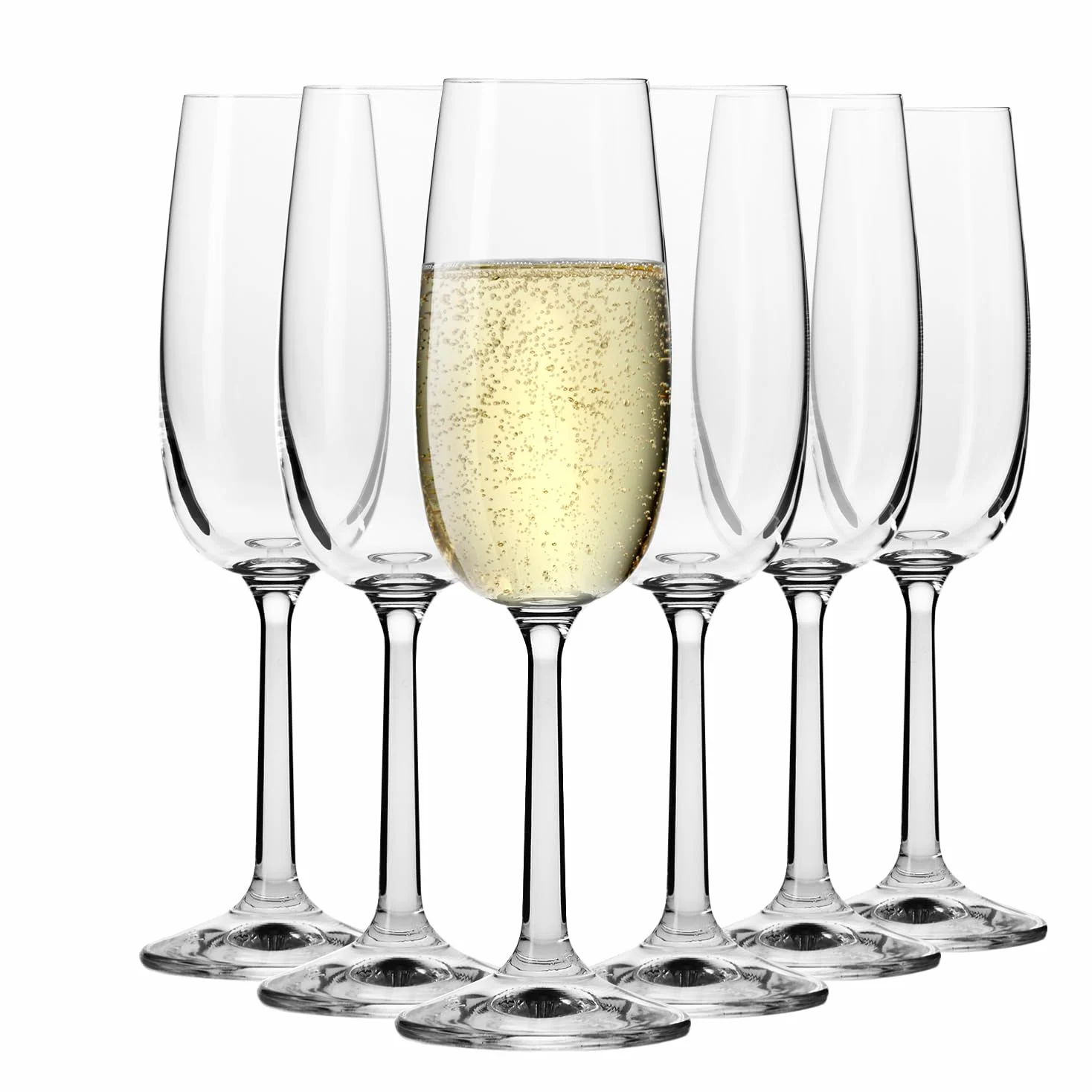 Krosno – Calici da Champagne e Prosecco 175 ml – Set da 6 Pezzi – Collezione Pure – Cristallo Senza Piombo – Stile Slanciato, Elegante e Senza Tempo