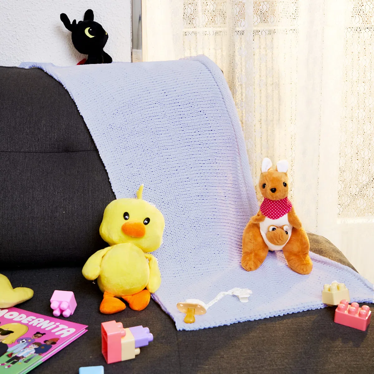 Kit di lavoro a maglia per principianti completo di ferri da maglia - Coperta fai da te per bambini - Idea regalo (Blu Cielo)