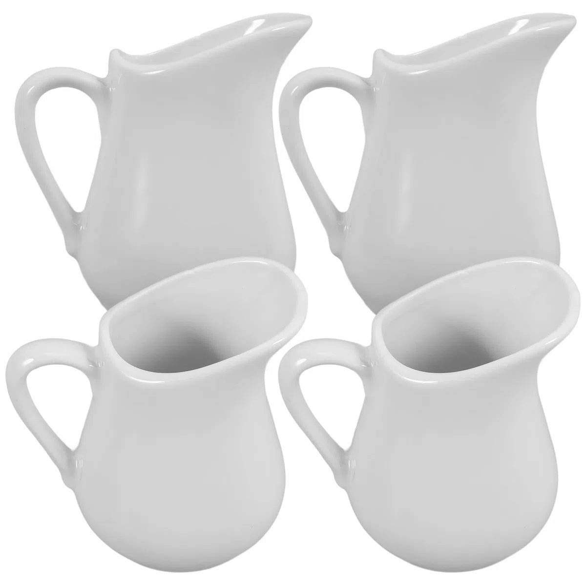 MAGICLULU Set 4 Pezzi Lattiera Piccola in Ceramica Bianco da 80ml Beccuccio Speciale e Design Elegante per Servire Latte e Panna, Facile da Pulire