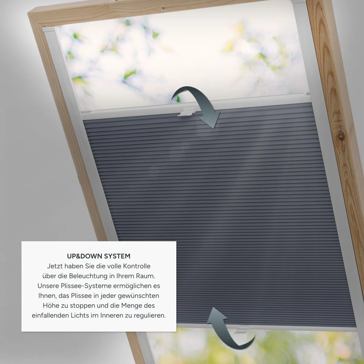 Estika Tenda plissettata a nido d'ape oscurante per finestra da tetto su misura con foratura - larghezza 30-120 cm, altezza 50-149 cm - tessuto in 6 colori, profilo in 3 colori - per interni