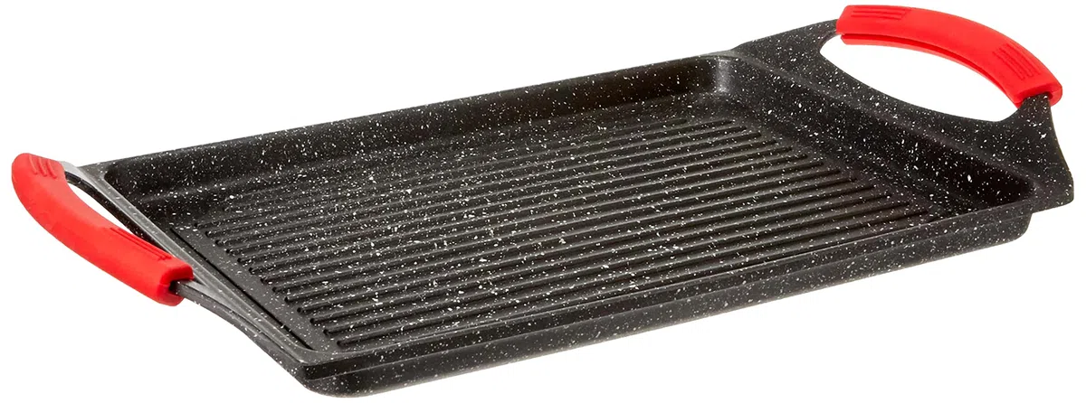 Euronovità EN-22141 Padella, Griglia, bistecchiera pietra nera 46 cm stone vulcanica rivestimento in pietra,fondo induzione