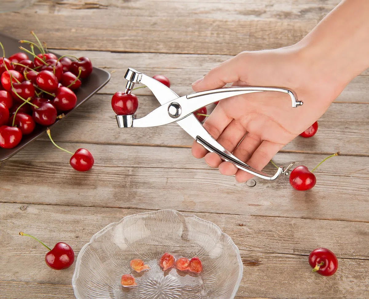 Rosenstein & Söhne Levatorsoli - estrattore di noccioli di ciliegia: Pinza per denocciolare ciliegie e olive, Metallo pieno, cromato (dispositivo per denocciolare olive, pitter, insalata)