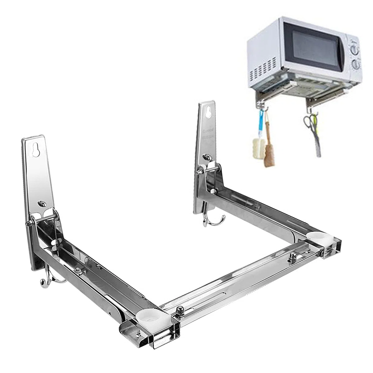 OUKANING Supporto Universale per microonde con Bracci telescopici Supporto per microonde Supporto da Parete in Acciaio Inossidabile per microonde