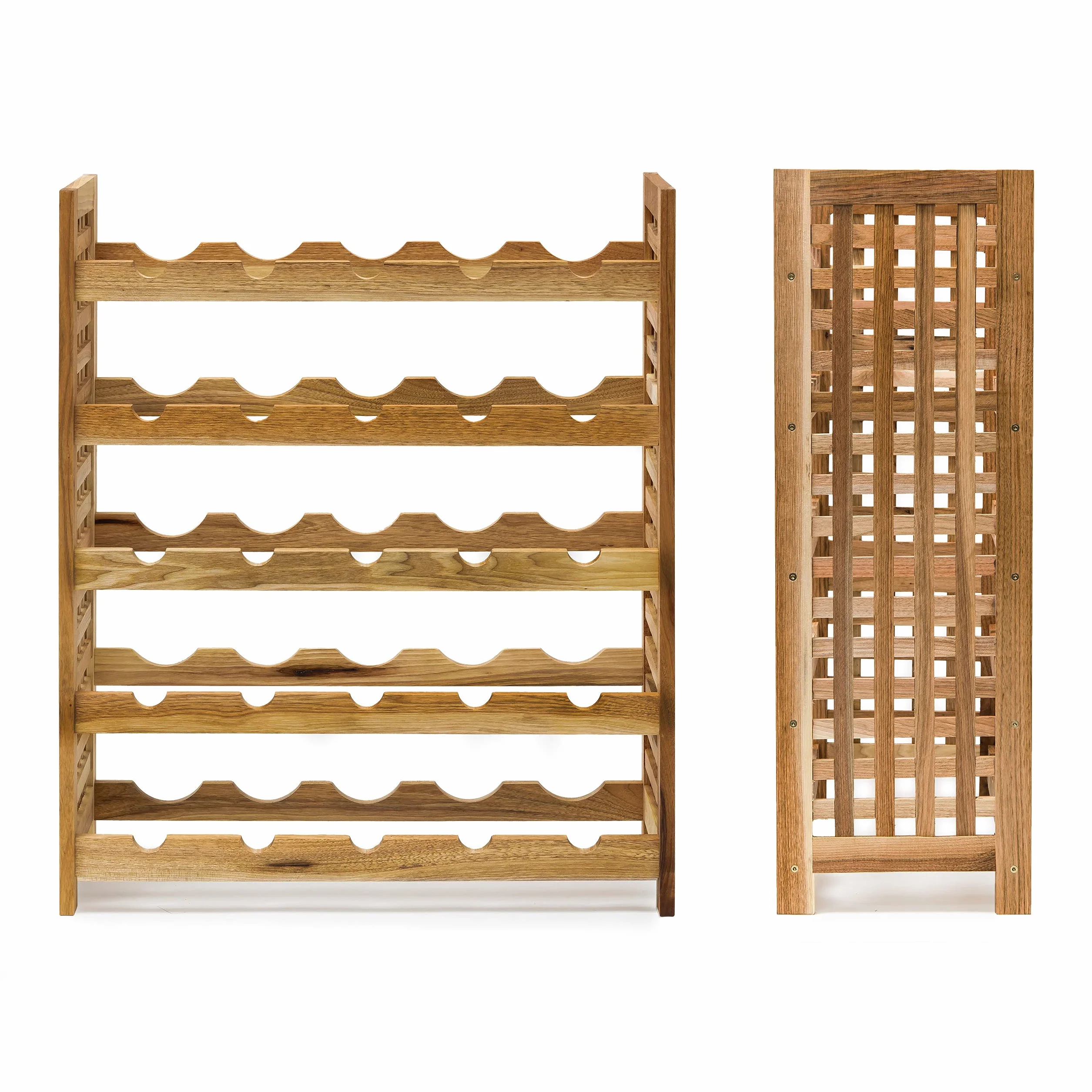 Relaxdays - Cantinetta per Vino in Legno di Noce Oliato 5 Scaffali, Spazio per 25 Bottiglie, 73 X 63 X 25 cm, marrone