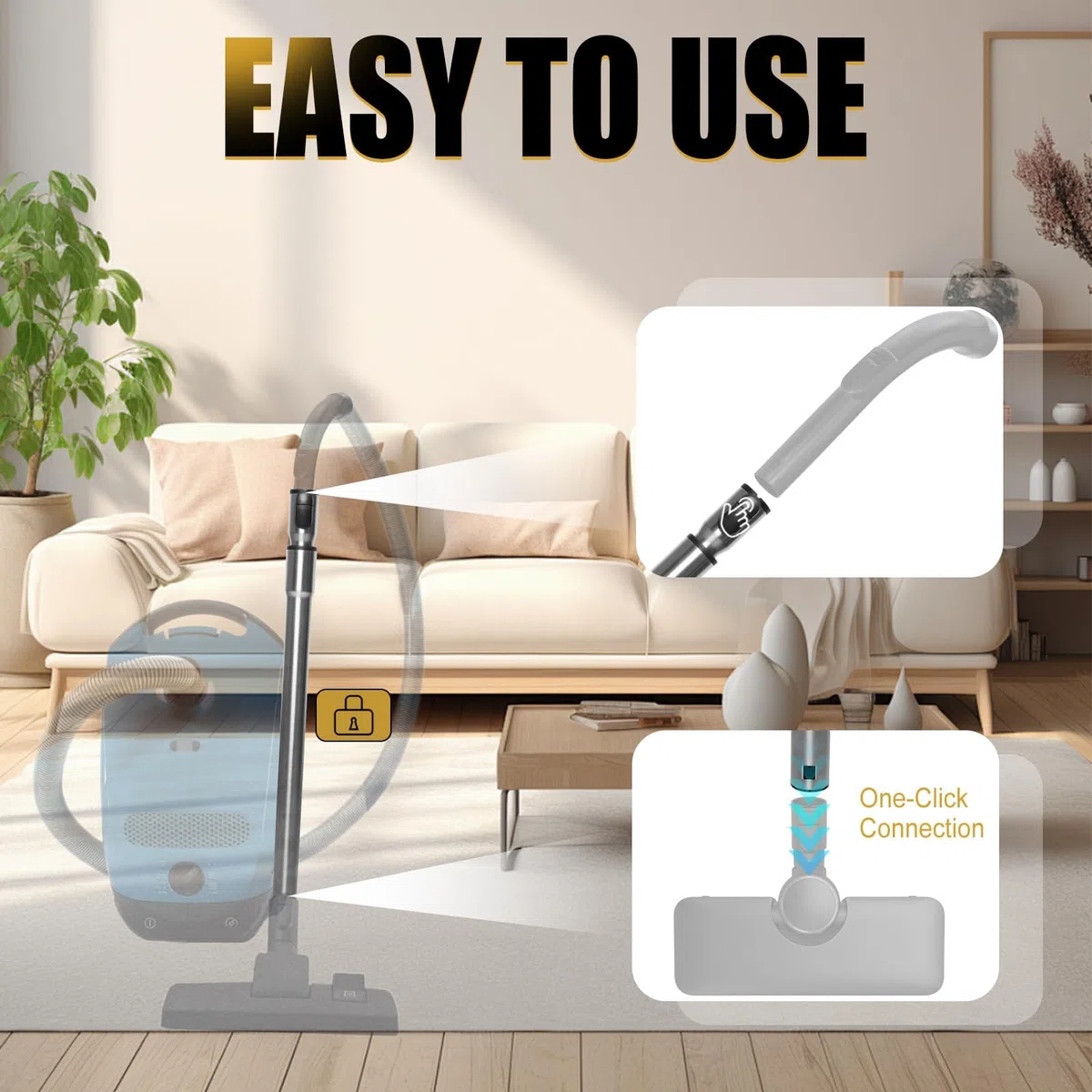 Tubo Telescopico Aspirapolvere 35 mm Compatibile con Miele C2 C3 S2 S4 S5 S6 S8 S8340, Regolabile 60-96 cm, Ricambio Universale tra Impugnatura e Spazzola Pavimento