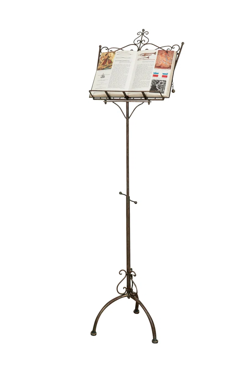 Biscottini Leggio Porta Menu - Leggio Musicale in Ferro battuto da Pavimento L46xPR32xH90-170 - Cavalletto Espositore Pubblicitario Pieghevole - Portamenu Ristorante - Leggio per Libri da Tavolo