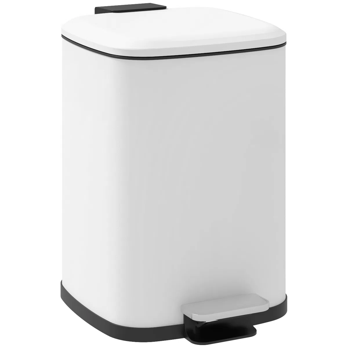 HOMCOM Bidone Immondizia da 12L a Pedale con Chiusura Silenziosa, Cestino Rifiuti in Metallo e PP, 24.5x32x34.5 cm, Bianco