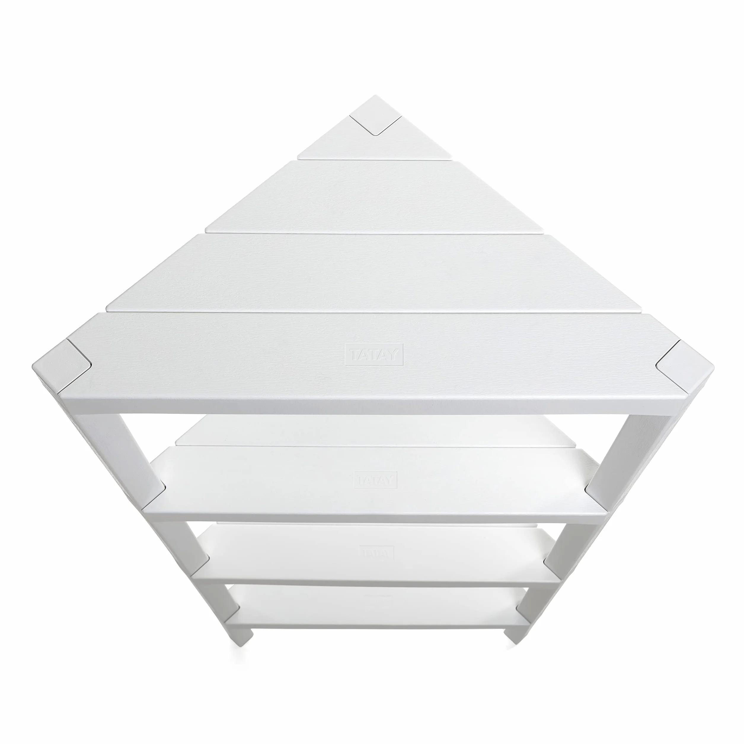 TATAY Scaffale Angolare Bagno a 4 Ripiani | Resistente all’Umidità | Inclusi Viti e Compatibile con Sistema Quick Fix | Per Interni ed Esterni | Portata fino a 32 kg – Modello Lombok – Bianco