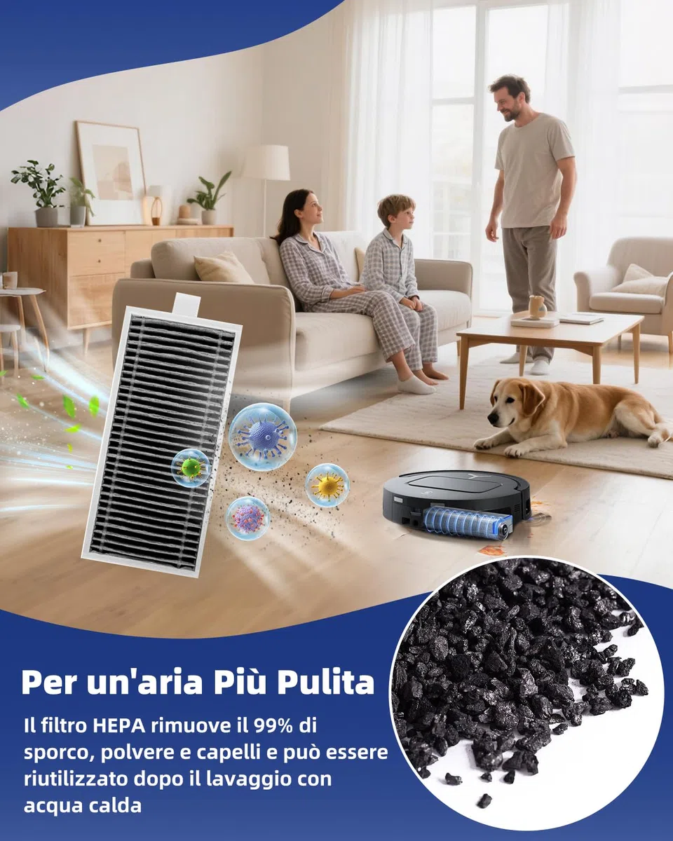 T80 Omni Ricambi Kit di 21 Accessori di ricambio per Ecovacs Deebot T80 OMNI(Non per T80S OMNI) - 1 Spazzola Principale, 3 Rulli Per Spazzole Mop, 6 Sacchetti, 4 Filtri, 6 Spazzole Laterali