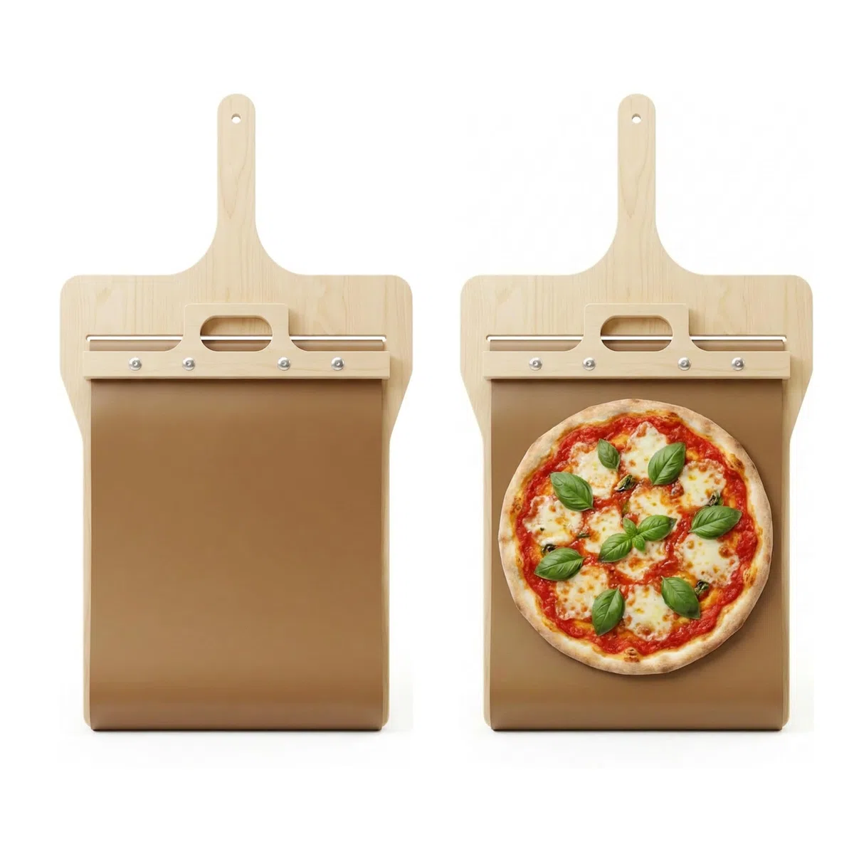 Generico AH Store Pala Barella per Pizza Peel Scorrevole Con Manico in Legno 55x35x0,7 cm – Ultraleggera Antiscivolo per Forno Pizza Domestico, Forno a Legna e Barbecue
