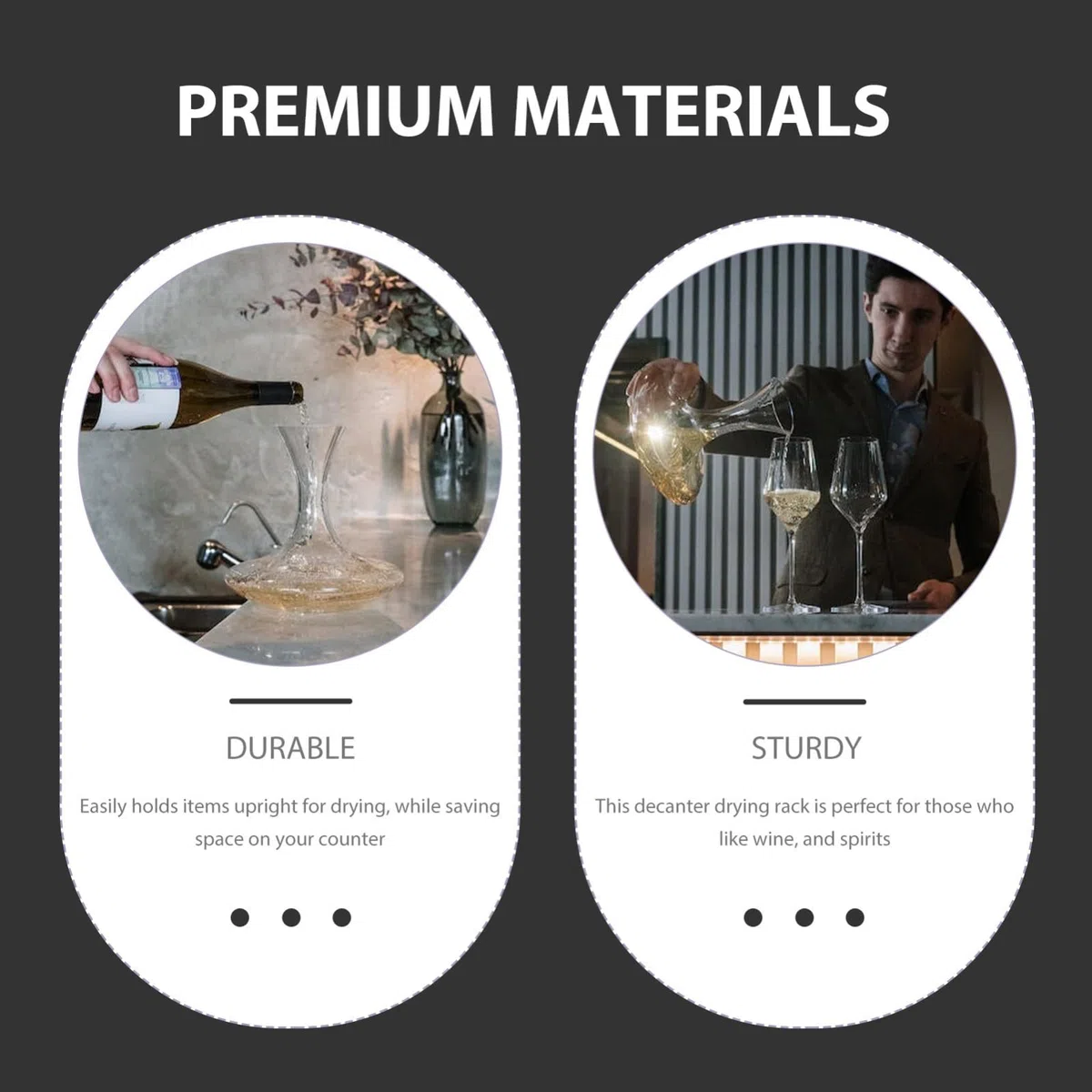 Tofficu Supporto 2 per Decanter in Inossidabile Asciuga Bottiglie Rapido Risparmio Spazio per Bar