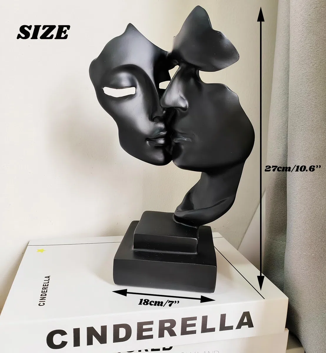 Maschera di Coppia,Statue Decorative,Decorazioni per Ufficio,Figure Decorative, Statuette Decorative Casa, Soggiorno Decorativo Moderno da Appoggiare, Scultura Astratta in Poliresina(Nero)