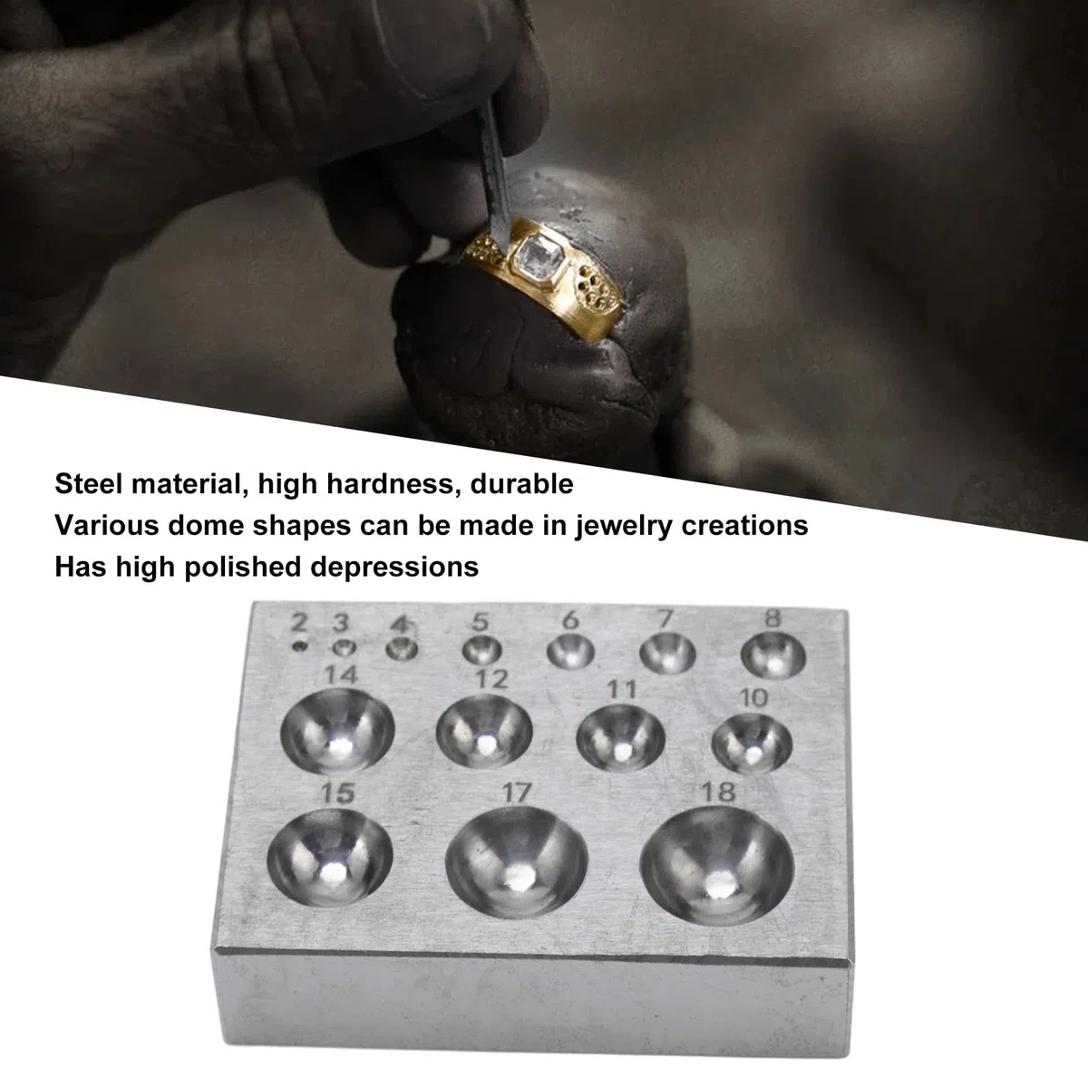 Acciaio Dapping Block Riparazione di gioielli Realizzazione di stampi per la formatura di metalli Strumento per la creazione di gioielli Blocchi di stampi Blocchi di acciaio