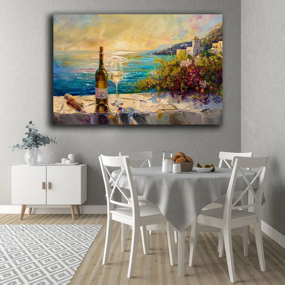 Quadro Moderno MARE vino e calice Quadri moderni soggiorno da Parete XXL grande Stampa su tela Canvas Decorazione Murale muro Salone Arredo Camera da letto Cucina (7, 40x70 cm, Canvas intelaiato)