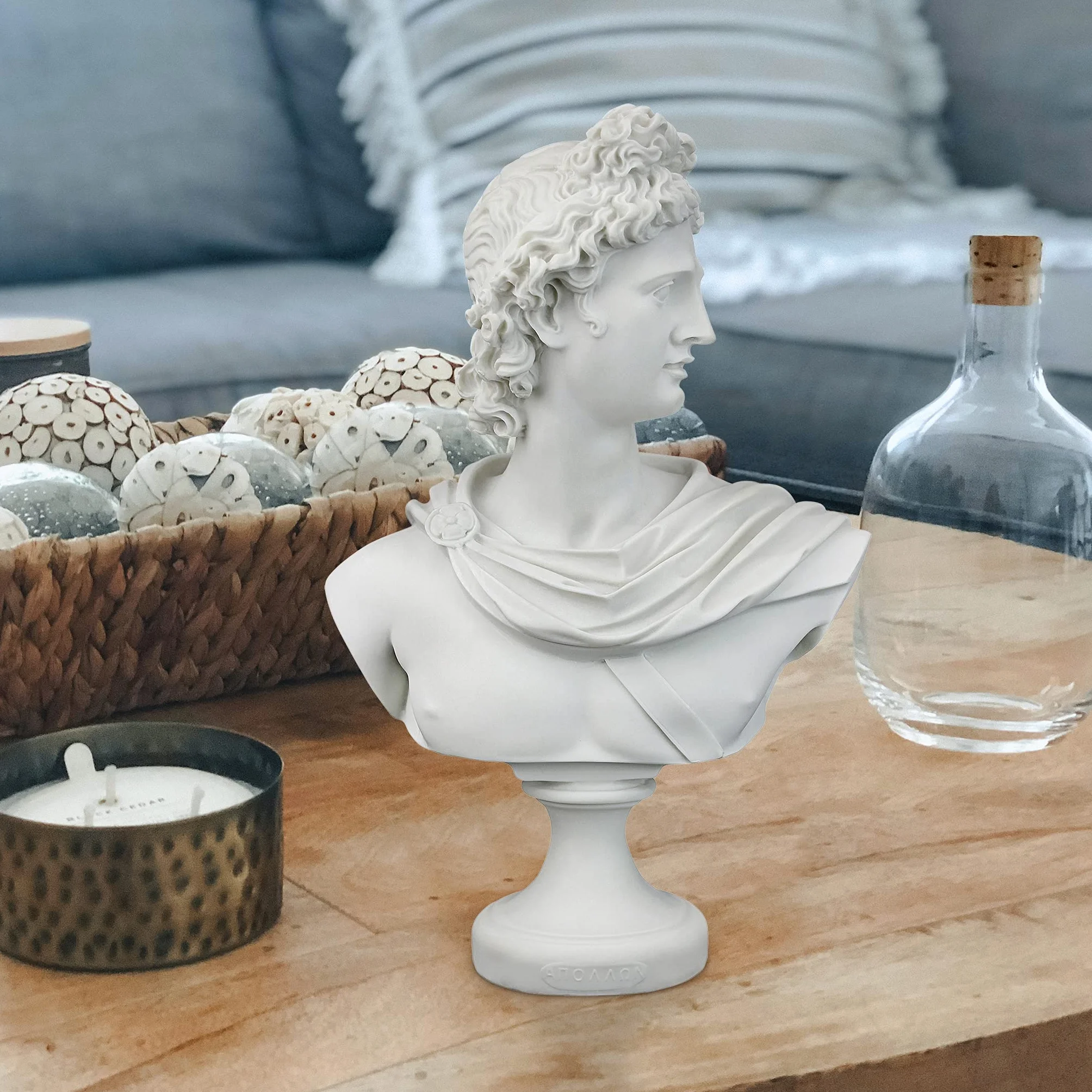 Design Toscano Apollo Belvedere Busto Statua, ghisa e lengo, bianco, 30 cm