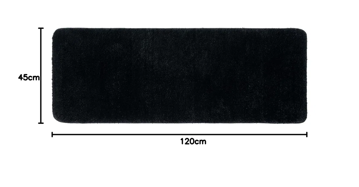 MIULEE Tappeto Bagno 45x120cm Nero Ultra Morbido e Felpato, Tappetino Assorbente e Antiscivolo in Microfibra per Bagno, Cucina, Camera da Letto, Corridoio - Lavabile in Lavatrice