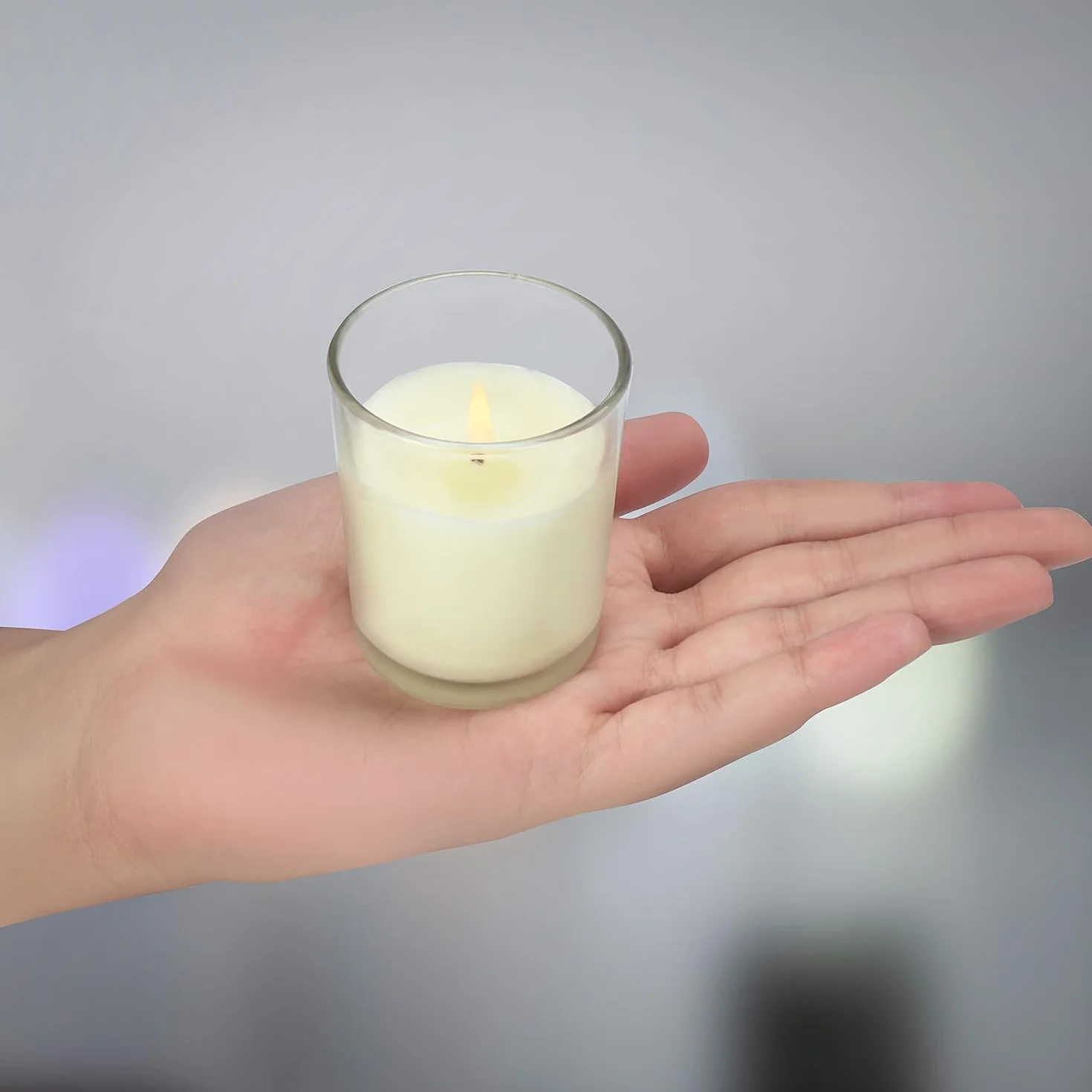Belle Vous Porta Candele in Vetro con Candele Bianche Tea Lights (24pz) - Durata Combustione 12 Ore - Portacandele Vetro con Candele Tealight Versate a Mano - Ideali per Matrimoni, Spa e Decorazioni