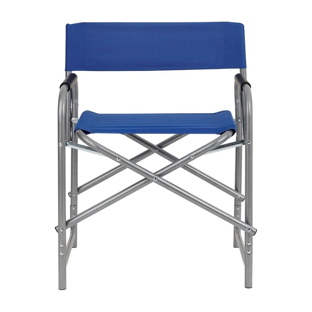 Sedia da Regista Pieghevole in Acciaio Tubolare – Poltrona Ergonomica Salvaspazio in Tela per Campeggio, Mare e Spiaggia – 45x57x81 cm, Blu