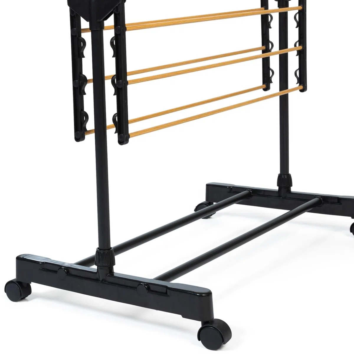 IDMarket - Stendibiancheria in acciaio MAXIMA inox nero e legno H.145 cm