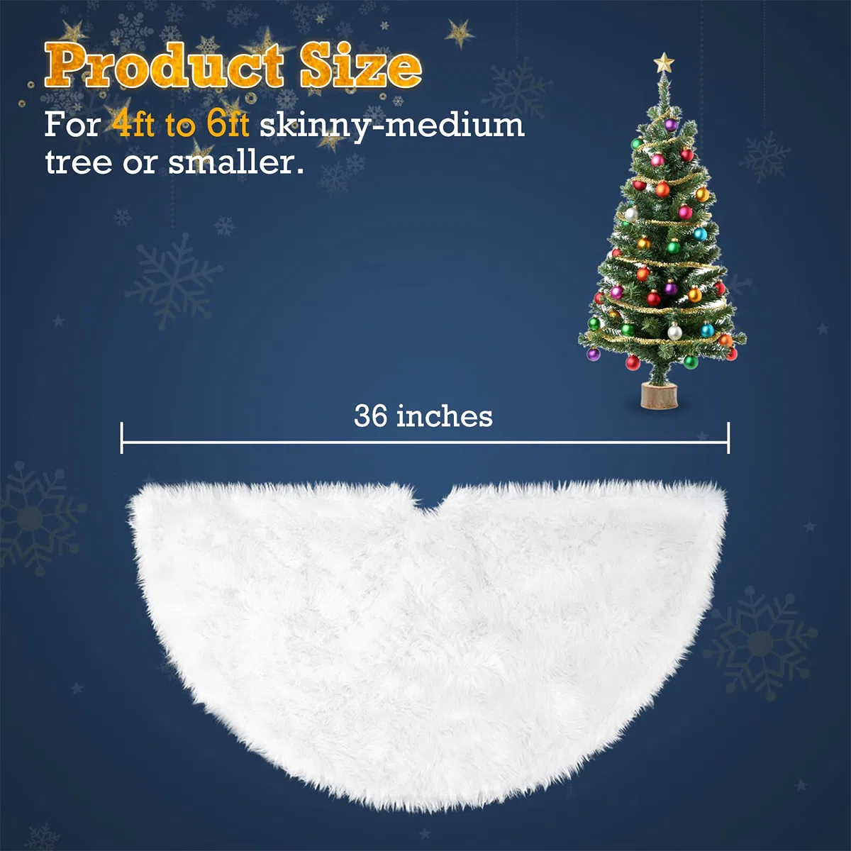 ibell Gonna Albero di Natale, 90 cm soffice Neve Bianco Natale Decorazioni Albero di Natale Vacanze gonne (36pollice)