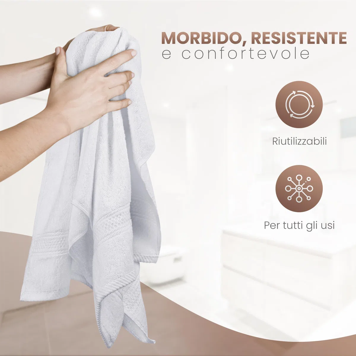 Utopia Towels - Set di 6 (50 x 100 cm), Asciugamani Mani, Asciugamani Per Le Mani, Altamente Assorbenti Con Gancio, 100% Cotone (Bianco)