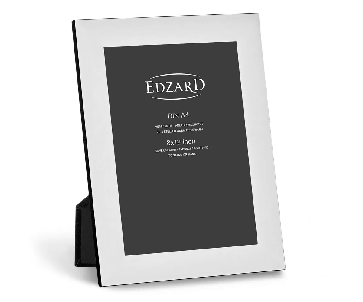 Edzard Cornice portafoto Gela (DIN A4 = 21 x 29,7 cm), placcata in argento, con 2 ganci, cornice in argento in formato verticale e orizzontale