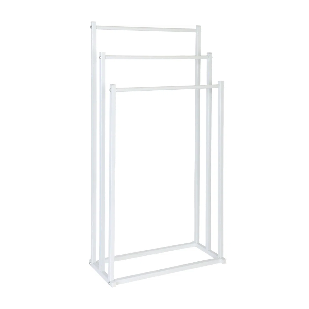 Portasciugamani Relaxdays, H x L x P: 86 x 44 x 21 cm, Metallo, 3 stanghe, Bagno, portasciugamani, Bianco