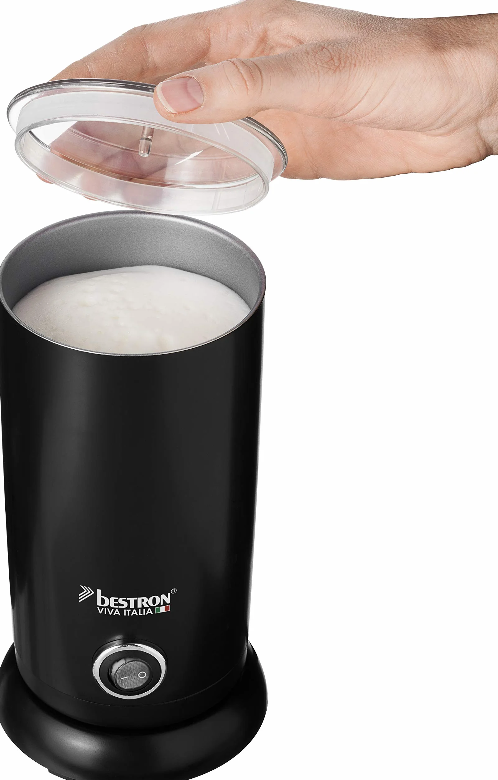 Bestron Montalatte elettrico , con base a 360° e capacità fino a 300 ml, collezione Viva Italia, 550 watt, colore: nero