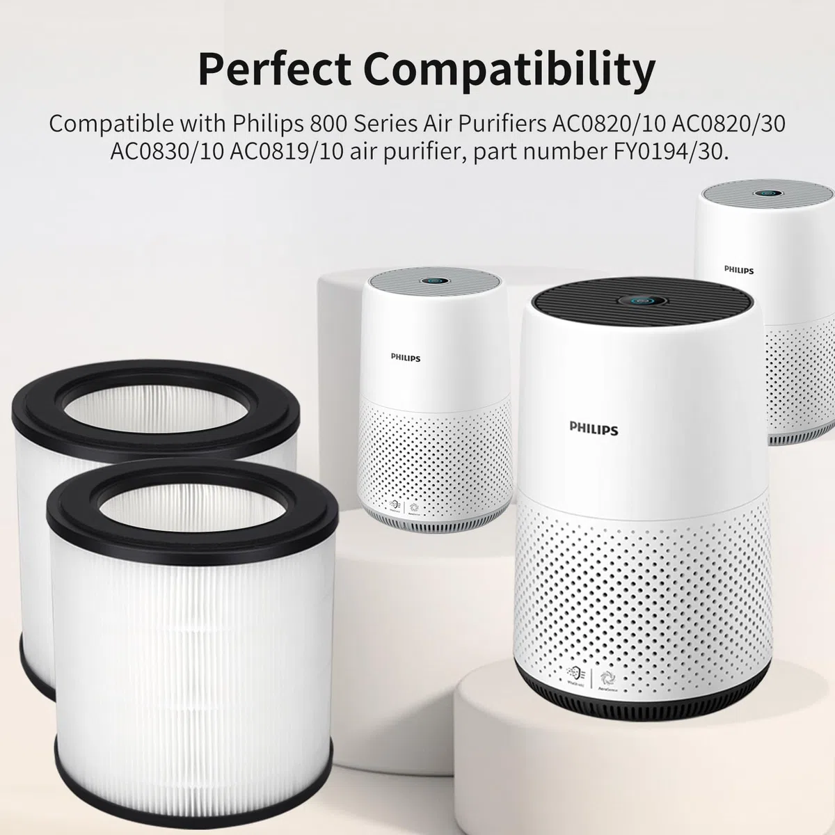 2 Pezzi FY0194 Filtro di ricambio HEPA filtro HEPA H13 True Compatibilie con Purificatori d'aria PHILIPS Serie 800 AC0830/10 AC0820/30 AC0820/10 AC0819/10, codice articolo FY0194/30.