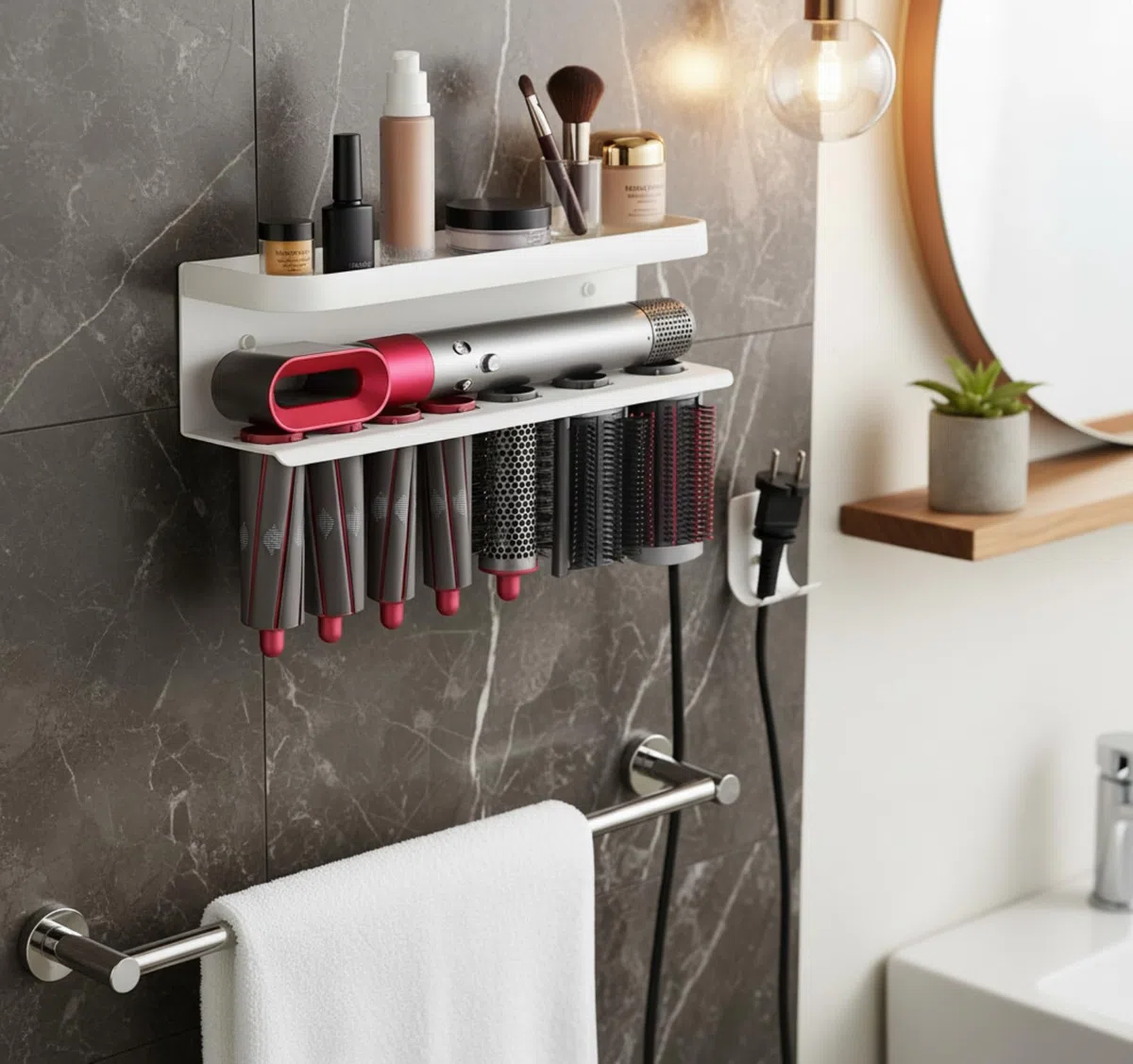 supporto per Dyson Airwrap, supporto da parete senza fori, bianco