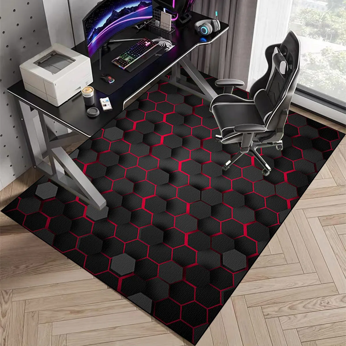 Gaming Tappeto Sedia - Tappeto salvapavimento – Tappeto Protettivo Sottosedia - Protezione Parquet e Pavimenti Duri - Tappetino per Sedia da Ufficio - Ufficio protettore del pavimento 70 x 100 cm