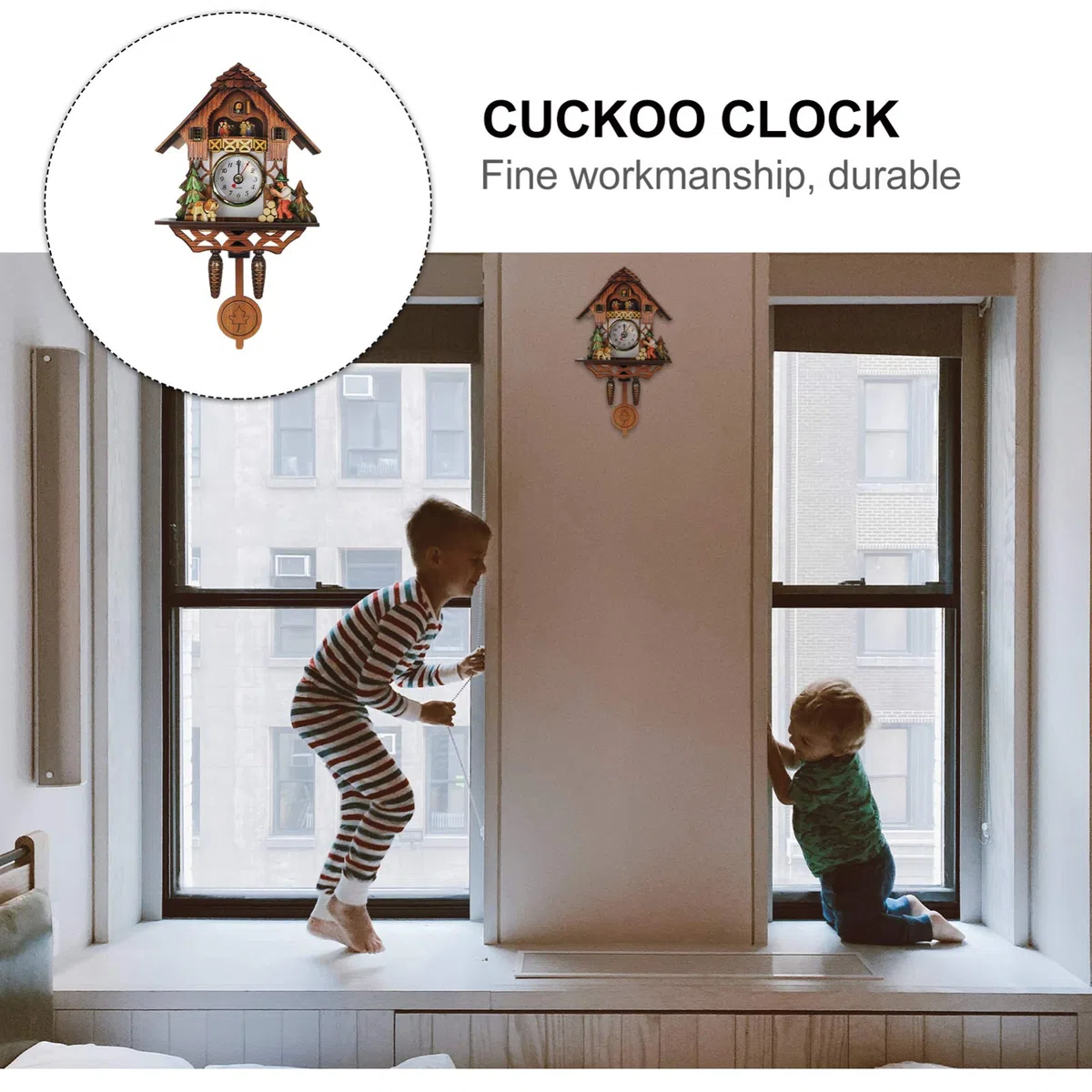 Orologio da Parete in Legno Orologio a cucù Antico Pendolo per Arredamento della Camera Bambini