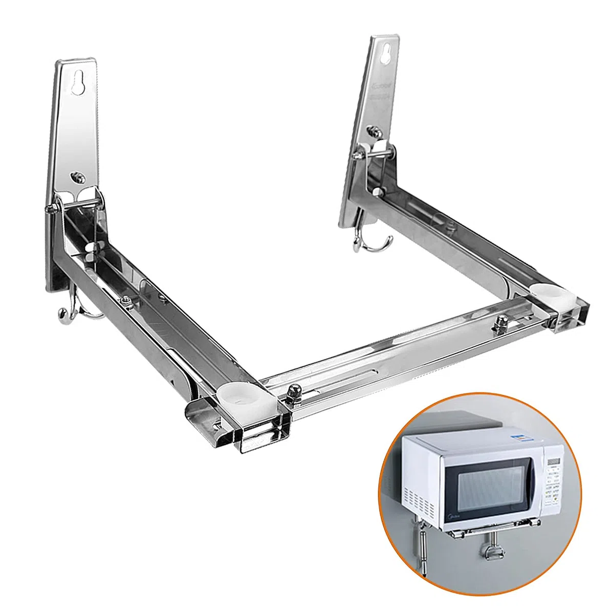 OUKANING Supporto Universale per microonde con Bracci telescopici Supporto per microonde Supporto da Parete in Acciaio Inossidabile per microonde