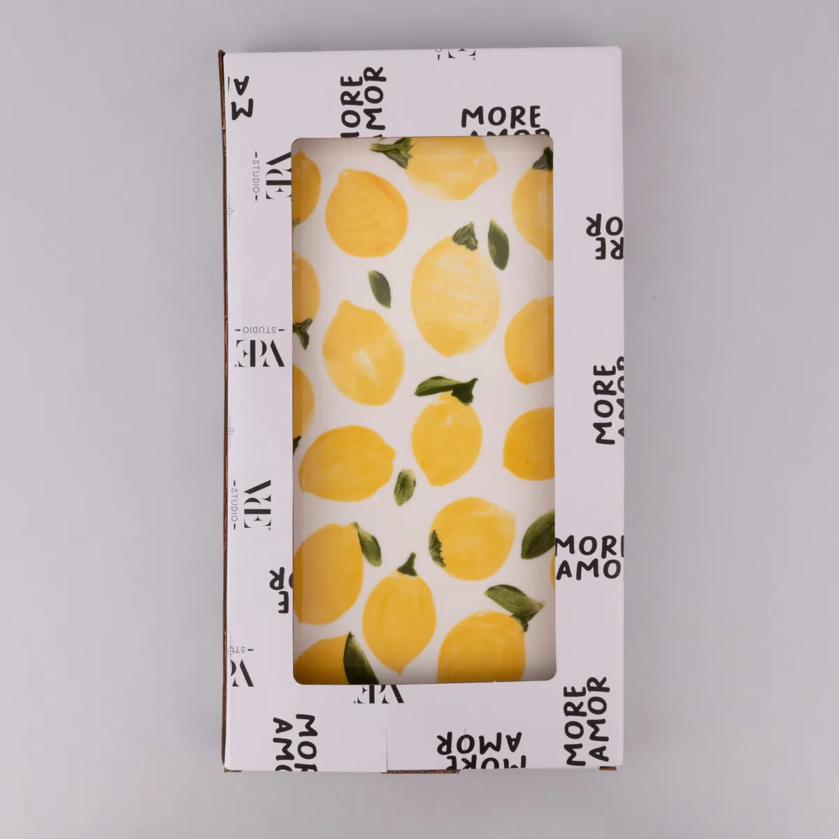 Set 4 Piatto rettangolare in porcellana 31,6x16,8 cm, limoni, Fruit Life