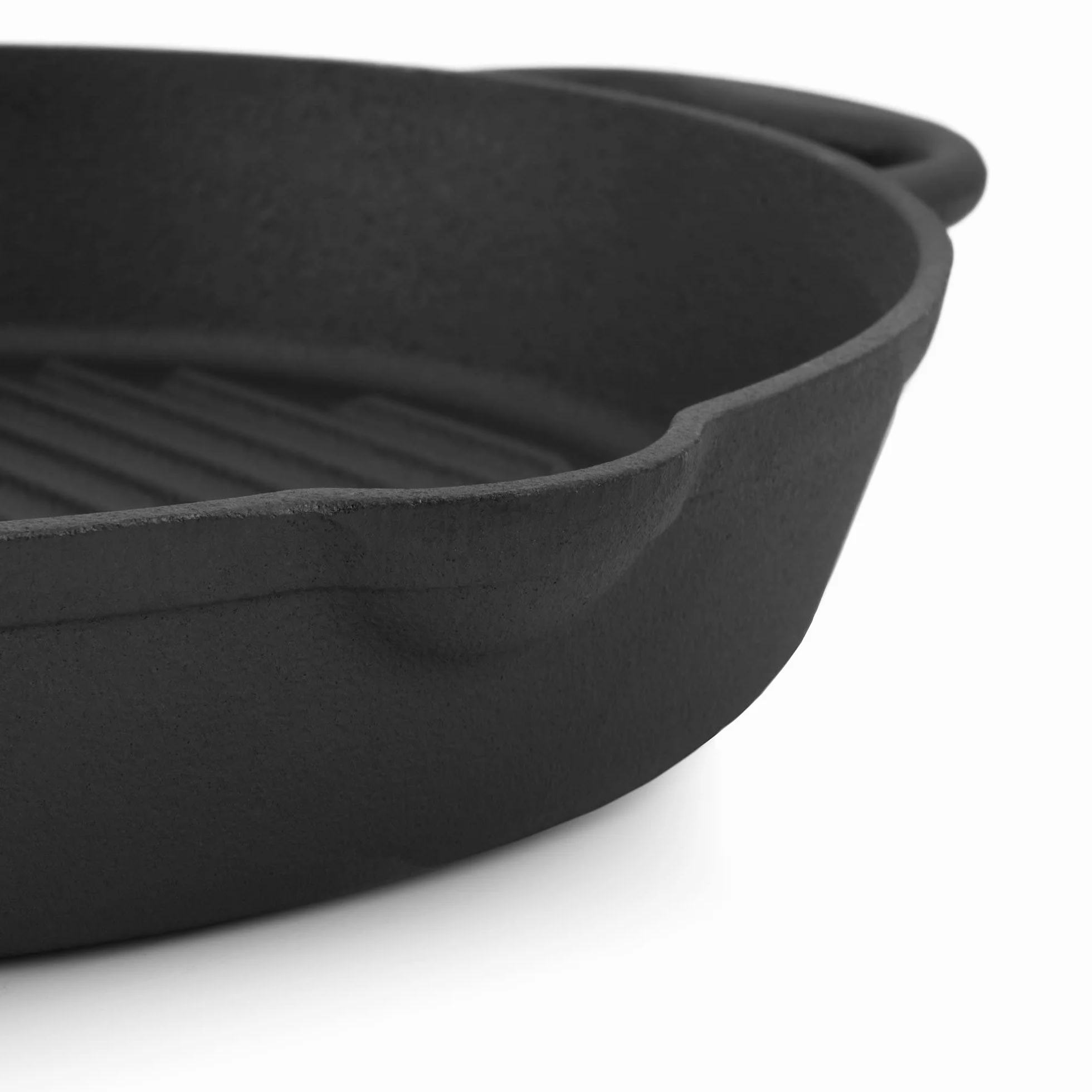 BBQ-TORO Padella in ghisa Ø 29 cm | Padella per grigliare in ghisa con manico, impugnatura e due beccucci, rigato | Padella per BBQ, padella per forno