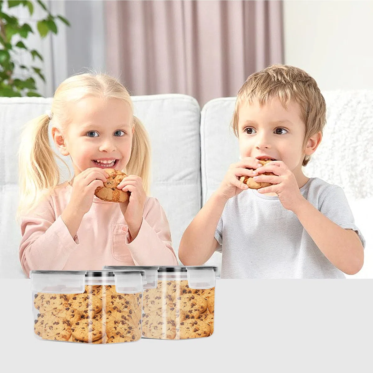 Set 8 Pezzi Contenitori Alimentari Per Cereali, Barattoli ermetici per alimenti, Senza BPA,Utilizzato per la Conservazione di Pasta, Cereali, Muesli, Farina, Spaghetti (2.8L+2L+1.4L+0.8L)
